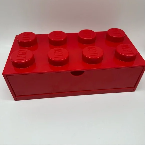 Lego Brick Large Red Storage Box w/ Drawer 12.5" x 6" x 4.75 " Tall - Picture 4 of 11